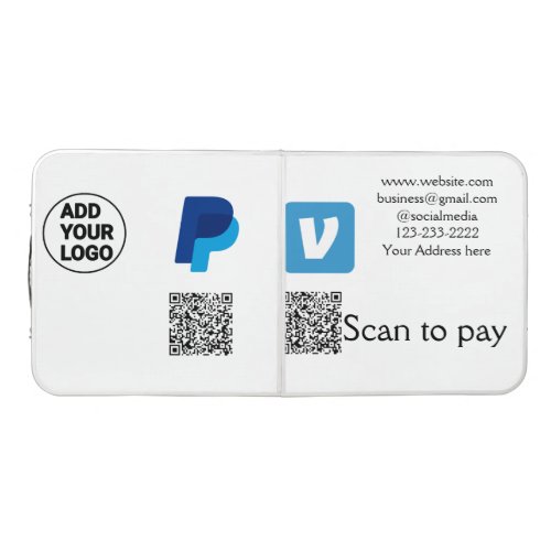 Venmo paypal scan to pay add q r code logo text na beer pong table