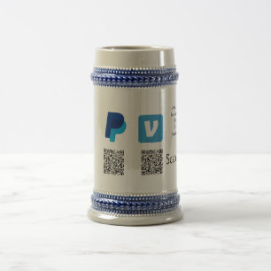 Venmo paypal scan to pay add q r code logo text na beer stein