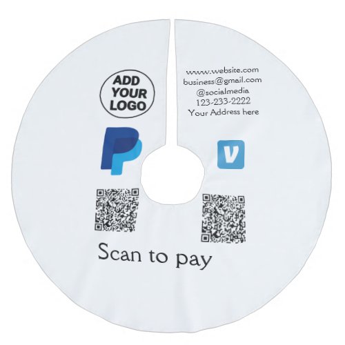 Venmo paypal scan to pay add q r code logo text na brushed polyester tree skirt
