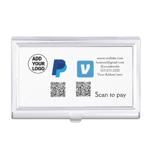 Venmo paypal scan to pay add q r code logo text na business card case