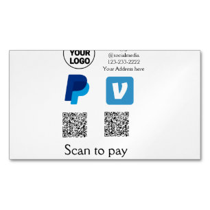 Venmo paypal scan to pay add q r code logo text na business card magnet