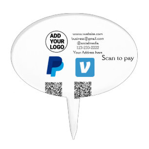 Venmo paypal scan to pay add q r code logo text na cake topper
