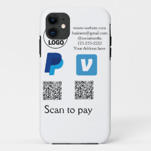 Venmo paypal scan to pay add q r code logo text na iPhone 11 case