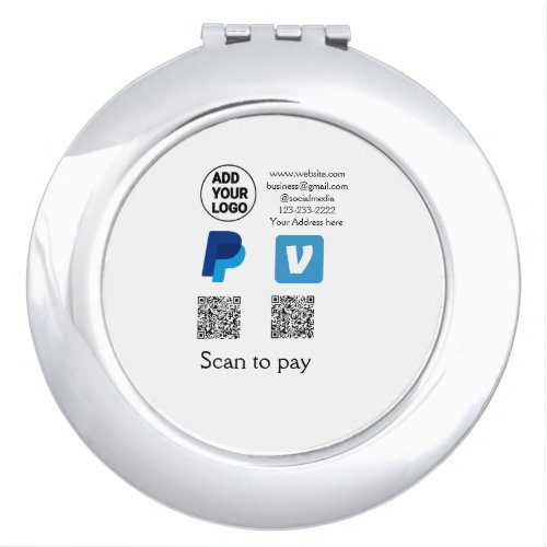 Venmo paypal scan to pay add q r code logo text na compact mirror