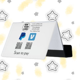 Venmo paypal scan to pay add q r code logo text na desk business card holder