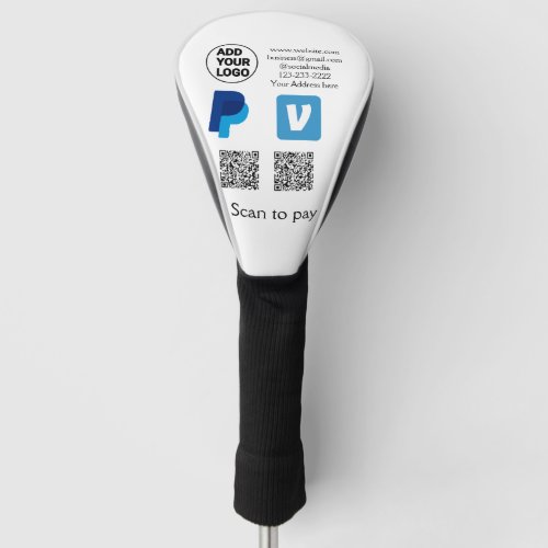 Venmo paypal scan to pay add q r code logo text na golf head cover