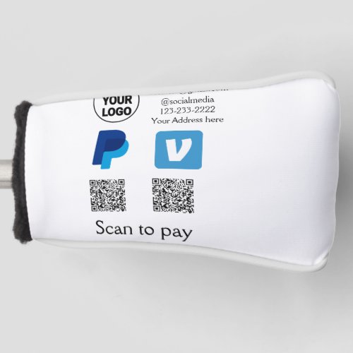 Venmo paypal scan to pay add q r code logo text na golf head cover
