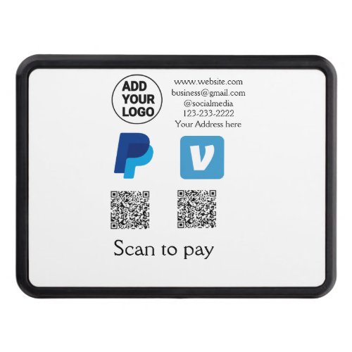 Venmo paypal scan to pay add q r code logo text na hitch cover