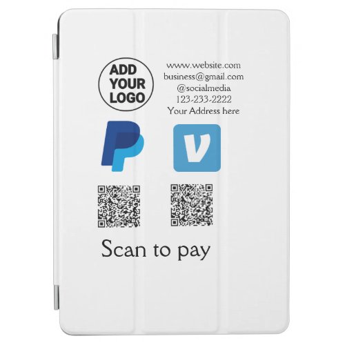 Venmo paypal scan to pay add q r code logo text na iPad air cover