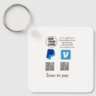 Venmo paypal scan to pay add q r code logo text na keychain