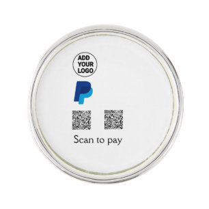 Venmo paypal scan to pay add q r code logo text na lapel pin