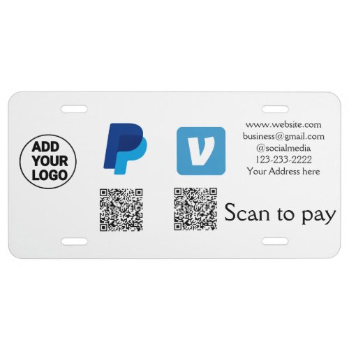 Venmo paypal scan to pay add q r code logo text na license plate