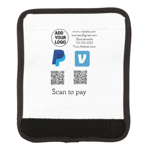 Venmo paypal scan to pay add q r code logo text na luggage handle wrap