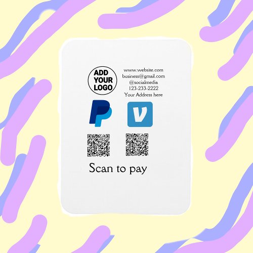 Venmo paypal scan to pay add q r code logo text na magnet
