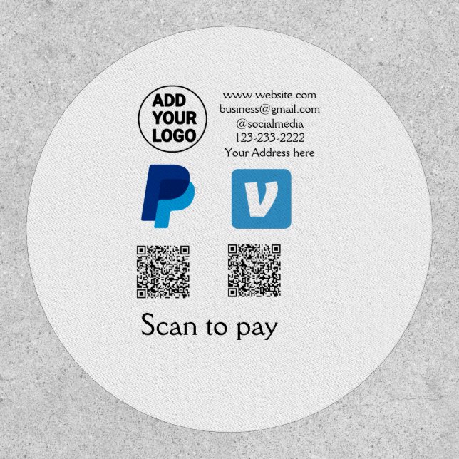 Venmo paypal scan to pay add q r code logo text na patch (Front)