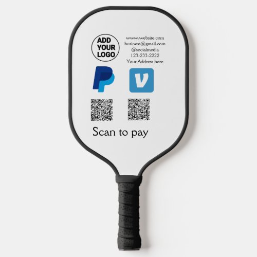 Venmo paypal scan to pay add q r code logo text na pickleball paddle