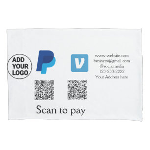 Venmo paypal scan to pay add q r code logo text na pillow case