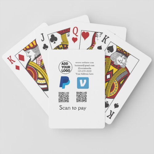 Venmo paypal scan to pay add q r code logo text na poker cards