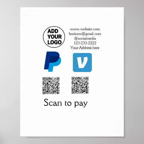 Venmo paypal scan to pay add q r code logo text na poster