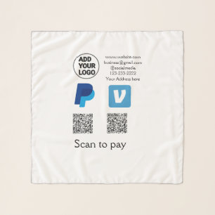 Venmo paypal scan to pay add q r code logo text na scarf