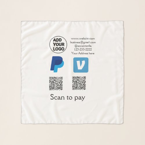 Venmo paypal scan to pay add q r code logo text na scarf