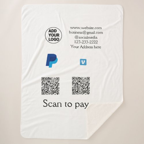 Venmo paypal scan to pay add q r code logo text na sherpa blanket
