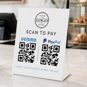 Venmo Paypal Scan to Pay Tabletop Display Pedestal Sign