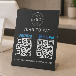 Venmo Paypal Scan to Pay Tabletop Display Pedestal Sign