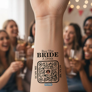 Venmo QR Buy The Bride a Drink Bachelorette  Temporary Tattoos