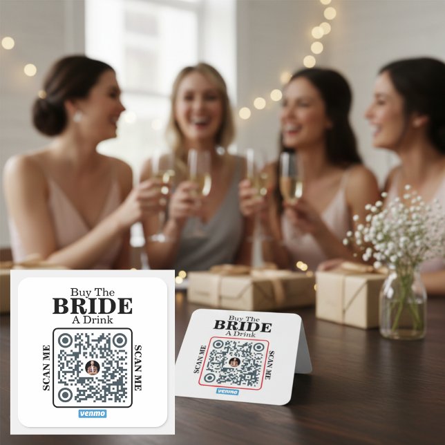 Venmo QR Code Buy the Bride a Drink Bachelorette  Square Sticker (Venmo QR Code Buy the Bride a Drink Bachelorette BLACK Square Sticker)