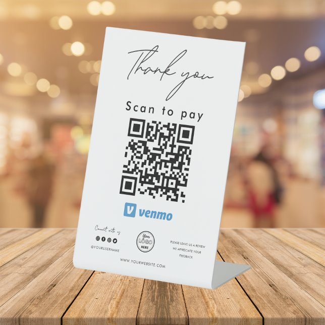 Venmo QR Code Logo Scan to Pay Thank you Pedestal Sign (Creator Uploaded)