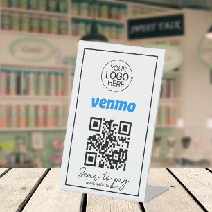 Venmo QR Code Payment Add Logo Contactless Script Pedestal Sign