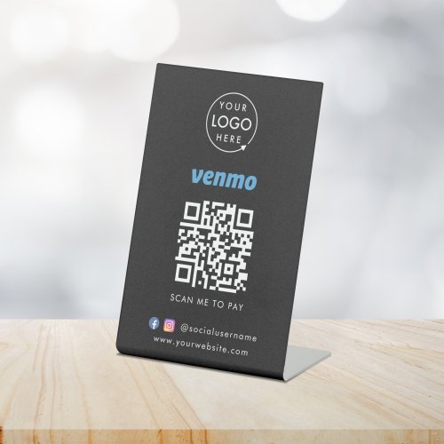 Venmo QR Code Payment  Black Scan to Pay Business Pedestal Sign