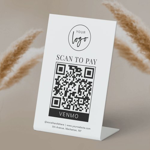 Venmo QR Code Payment Minimalist Logo Scan to Pay Pedestal Sign