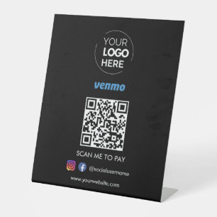 Venmo QR Code Payment    Scan to Pay Black Pedestal Sign