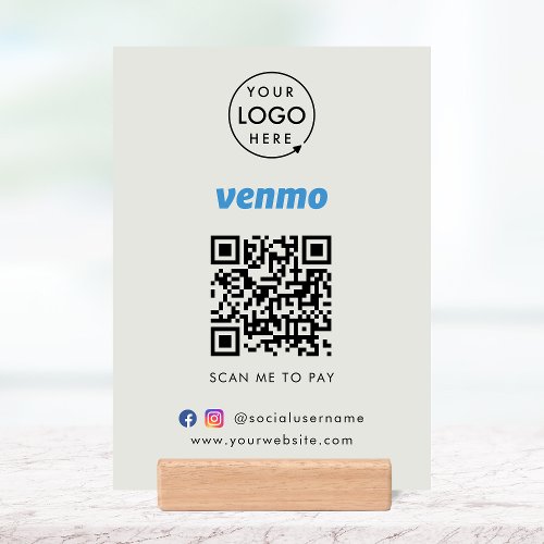 Venmo QR Code Payment  Scan to Pay Business Gray Holder
