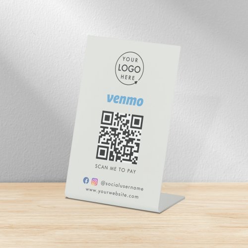 Venmo QR Code Payment  Scan to Pay Business Gray Pedestal Sign