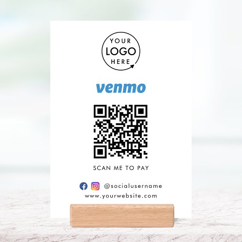 Venmo QR Code Payment  Scan to Pay Business Logo Holder