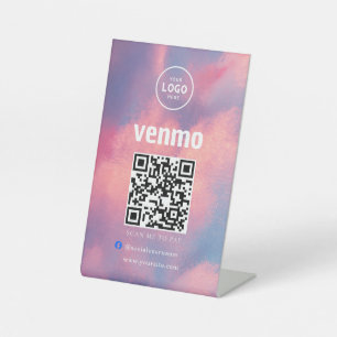 Venmo QR Code Payment Scan to Pay Business Logo Pedestal Sign