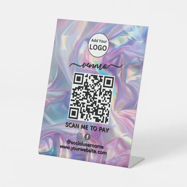 Venmo QR Code Payment | Scan to Pay Business Logo  Pedestal Sign (Front)