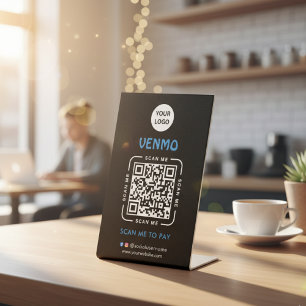 Venmo QR Code Payment Scan to Pay Business Logo Pedestal Sign