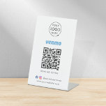 Venmo QR Code Payment | Scan to Pay Business Logo Pedestal Sign<br><div class="desc">A simple custom white business scan to pay by Venmo QR code pedestal sign in a modern minimalist style. The versatile template can easily be updated with your company logo, graphic or photo, QR code, custom text, payment icon and social media icons (Facebook & Instagram). The icons can easily be...</div>