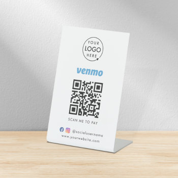 Venmo Qr Code Payment | Scan To Pay Business Logo Pedestal Sign by GuavaDesign at Zazzle
