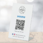 Venmo QR Code Payment | Scan to Pay Business Logo Pedestal Sign<br><div class="desc">A simple custom white business scan to pay by Venmo QR code pedestal sign in a modern minimalist style. The versatile template can easily be updated with your company logo, graphic or photo, QR code, custom text, payment icon and social media icons (Facebook & Instagram). The icons can easily be...</div>