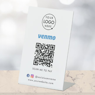 Venmo QR Code Payment | Scan to Pay Business Logo Pedestal Sign