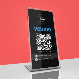 Venmo QR Code Payment Scan to Pay Business Logo Pedestal Sign