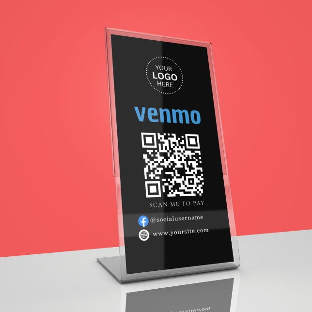 Venmo QR Code Payment | Scan to Pay Business Logo Pedestal Sign (Creator Uploaded)