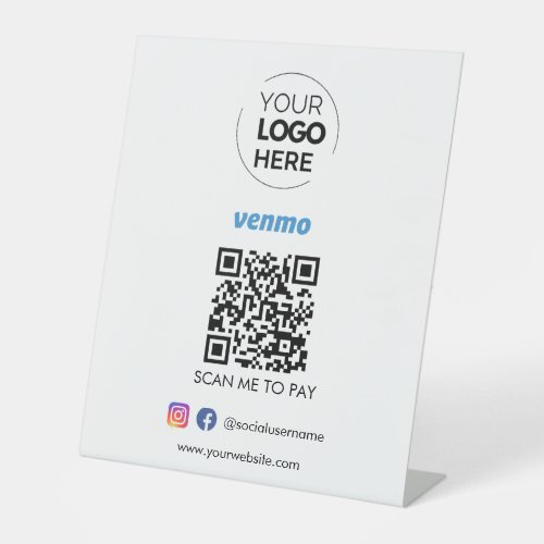 Venmo QR Code Payment  Scan to Pay Business Logo Pedestal Sign