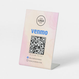 Venmo QR Code Payment Scan to Pay Business Logo Pedestal Sign