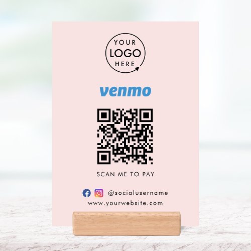 Venmo QR Code Payment  Scan to Pay Business Pink Holder